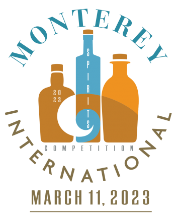 Monterey Inernational Logo with 3 wine bottles, 2 are orange, 1 is light blue with Montery arching over the wine bottles and international arching below. The date March 11, 2023 is below